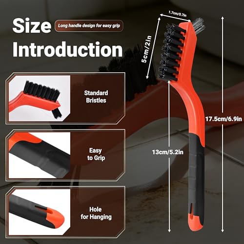 6 Pieces Nylon Brushes Set, Nylon Bristles | Brushes for Cleaning Welding Slag and Rust,Scratch Brush with Mini Head & Hanging Hole for Everyday Cleaning (6, Nylon) - color: Nylon