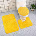3 Piece Bath Set - Ultra Soft Non Slip Bath Mat & Absorbent Chenille Bath Mat for Tub, Shower & Toilet (Yellow) - color: Yellow