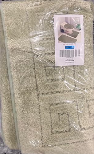 WPM WORLD PRODUCTS MART 3 Piece Bath Rug Set Pattern Bathroom Rug (20"x32")/Large Contour Mat (20"x20") with Lid Cover (Sage) - color: Sage