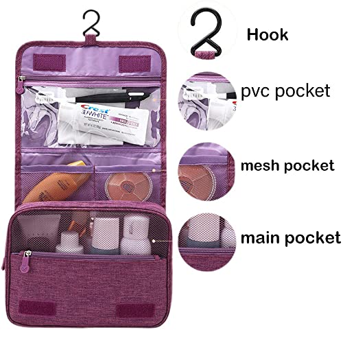Trawila Large Capacity Travel Hanging Toiletry Bag Cosmetic Bag Makeup Organizers for Men & Women with Sturdy Hook (Blue)