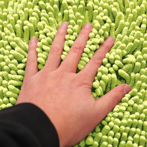 Non-Slip Bath Rug,Extra Soft Microfiber Bedroom Shag Carpet with Anti-Slip Backing,Water/Dust Absorbent Fast Dry Shower Mat,Sound Insulated Stairs Pad,Machine Washable (Lime Green,17 x 27 Inches) - color: Lime Green, size: 17"x27"