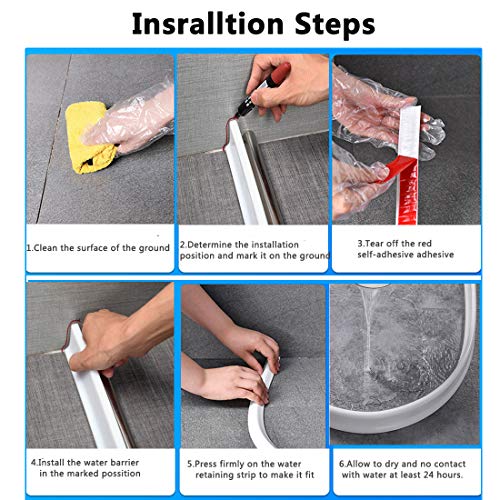 Collapsible Shower Threshold Water Dam, Flood Shower Water Barrier for Retention System Keeps Dry And Wet Separation (72 Inch) - color: 72 Inch