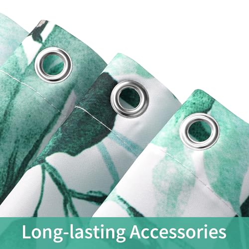 MitoVilla 4 Pcs Teal Blue Eucalyptus Bathroom Sets with Shower Curtain and Rugs, Plant Leaves Shower Curtain Sets for Chic Bathroom Decor, Bathroom Decor Curtain Sets with Mats and Accessories - color: Teal