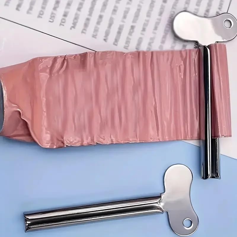 Stainless Steel Metal Paste Squeezer with Handle - Suitable for Toothpaste, Facial Cleanser, Hair dye, and All Types of Hair Key Pigment applicators, Bathroom Accessories