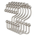 Amazer Shower Curtain Hooks, 12PCS Rust-Resistant Metal Double Shower Curtain Rings for Curtain Rolling Shower Hooks, Shower Rings for Bathroom Shower Curtain Rod, Nickel - color: Nickel, style: Modern - Double Hooks