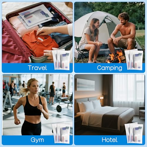 Toiletry Kits Travel Essentials Disposable Hygiene in Bulk, Trial Size Toiletries Supplies Individually Wrapped Traveling Personal Care Items, for Camping, Hotel, Homeless, Charity, 8-in-1 (5-Pack)