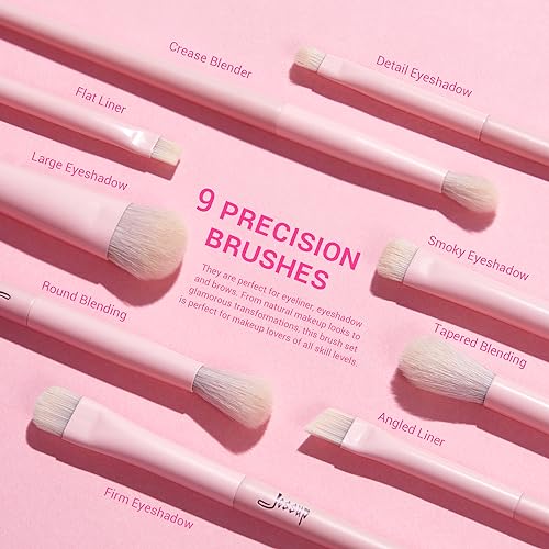 Jessup Pink Makeup Brushes Set 14Pcs Make up Brushes Premium Vegan Foundation Concealer Blush Eyeshadow Eyeliner Powder Highlighter Blending Face Brush Set, T495 - color: C-Pink-14pcs, size: Full Brush Set