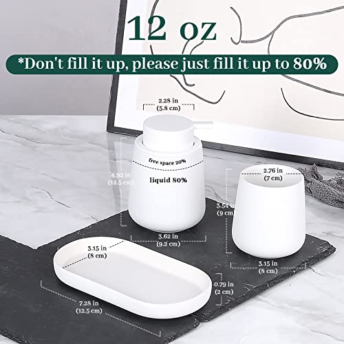 BosilunLife Ceramic Bathroom Accessories Set 3 Pcs, Liquid Soap Dispenser and Toothbrush Holder with Tray, Modern Farmhouse Vanity Decor, White Housewarming Gift - color: White, style: liquid