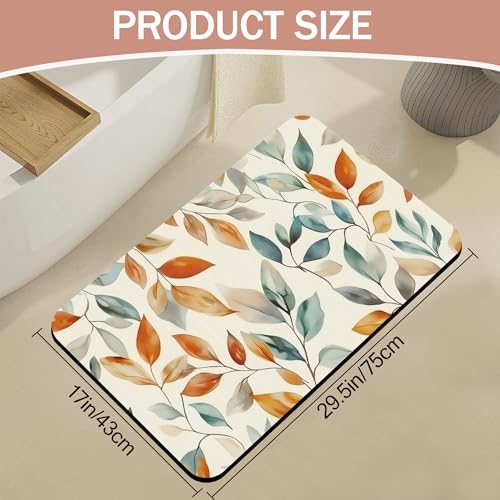 Autumn Leaves Bath Mat, Fall Colorful Diatomaceous Earth Bath Mat,Rubber Backing Quick Dry Absorbent Washable Bathroom Rugs for Tub Non Slip 17"x29.5" - color: Autumn Leaves,fall Colorful