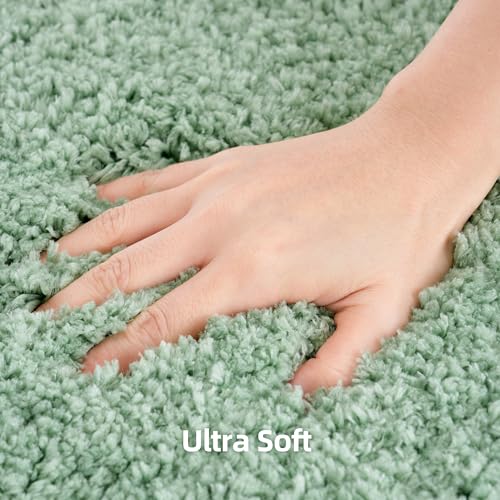 3 Pieces Luxury Bathroom Rug Set with U-Shaped Toilet Rug, Non-Slip Rubber Bottom, Thick Microfiber Fluffy Plush, Water absorption, Quick Dry, Ultra Soft, Bath Mats for Bathroom, Tub(Leaf Green) - color: Sage Green
