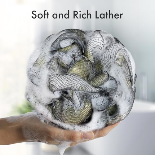 AmazerBath Charcoal Loofah Sponge, Shower Loofah 60g/PCS - Body Scrubber Loofa Set of 4 - Charcoal Blue, Gray, Pink & Army Green, Bath Sponge for Men and Women - style: Charcoal Blue, Gray, Pink & Army Green (60g)