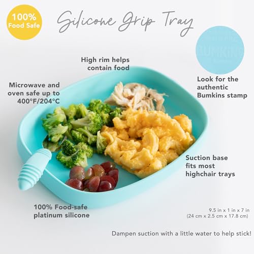Bumkins Toddler and Baby Suction Plate, Silicone Grip Dish Large Tray for Big Kids, Fits Most Highchairs, Essential Children Feeding Supplies, Non Skid Sticky Bottom, Platinum Silicone, Marble - color: A6 Marble-GT