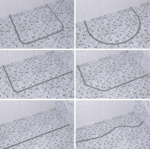 Duzzy 118 Inch Collapsible Shower Water Dam, Shower Threshold Water Stopper Barrier and Retention System and Keeps Water Inside Threshold Dry and Wet Separation, Suitable for Bathroom & Kitchen - color: Gray, style: 118 Inch
