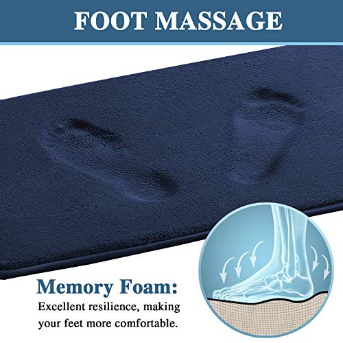 H.VERSAILTEX Bath Mat Memory Foam Set Bathroom Rug Set Flannel Velvety Bath Mat Luxury Extra Soft and Absorbent Non Slip Rugs for Bathroom/Bedroom Washable(2 Pack- 20"x 32"/ 17"x 24", Navy) - color: Navy, size: 20" x 32" Plus 17" x 24"
