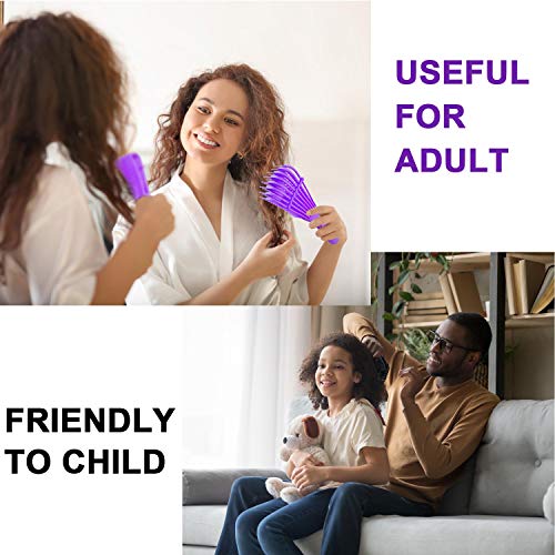 2 Pieces Detangling Brush for Afro America/African Hair Textured 3a to 4c Kinky Wavy/Curly/Coily/Wet/Dry/Oil/Thick/Long Hair, Knots Detangler Easy to Clean (Black, Purple) - color: Black, Purple