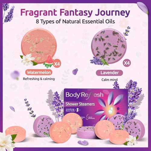 Shower Steamers Aromatherapy-8 Pack Shower Bombs with Essential Oils, Mothers Day Gifts for Mom Wife, Birthday Gifts for Women Self Care Relaxation Home SPA Teacher Appreciation Gift (Deep Purple) - color: Deep Purple