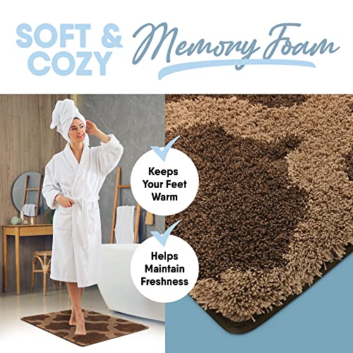 MICRODRY Home Inspirations Collection Soft & Cozy Bath Mats for Bathroom, Memory Foam Bathroom Rugs with Skid Resistant Base, Ultra Absorbent Microfiber Bath Mat, 17x24, Small, Brown - color: Brown