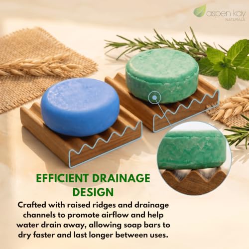 2 Pack Soap Dish, Draining Dish for Our Shampoo Bars & Conditioner Bars, 100% Natural Poplar Wood, No Chemical Varnish, Lacquer or Stain is Used, Handmade in The USA (Mini) - size: Mini