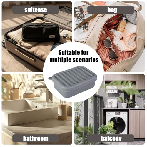 Silicone Travel Soap Case Leakproof Soap Container with Drain Pad Dark Gray | Silicone Soap Holder, Travel Soap Case, Leak-Proof Soap Box, Removable Drain Tray, Portable Soap Container, Gym & Camping Use - color: Dark Gray