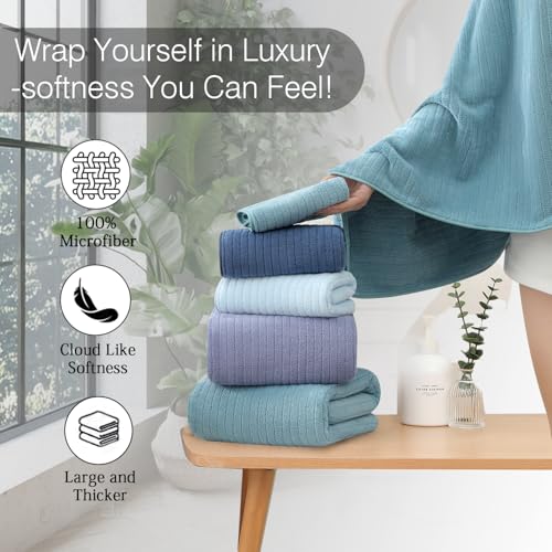 18 Piece Family Bath Towel Set Include 6 Bath Towels,6 Hand Towels and 6 Washcloths Soft Bathroom Towel with Hanging Loops,Highly Absorbent Quick Dry Towels Set for Bathroom,Hotel and Spa-Turquoise - color: Turquoise, size: 18-Piece Set