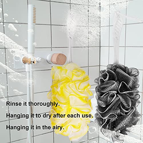 Black, Yellow & Gray Loofah - Mens & Womens Back Scrubber - 18 Inch Long - 2 Pack - style: Yellow and Black