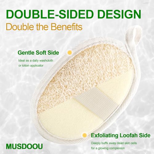 Natural Loofah Exfoliating Body Scrubber Pads, 24 Pack Dual Sided Shower Bath Loofah Sponge, Gentle Exfoliating Body Scrub for Men Women Full Body Cleansing - size: 1 Count (Pack of 24)