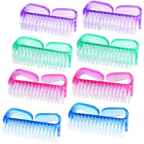 Handle Grip Nail Brush, Nail Cleaning Brushes Pedicure Scrubbing tool, Toes Fingernail Brush Scrub Cleaner kit for Men and Women 8 Pack (Multicolor) - color: Multicolor-8Pack