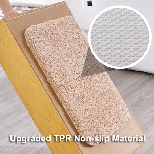 3 Pieces Luxury Bathroom Rug Set with U-Shaped Toilet Rug, Non-Slip Rubber Bottom, Thick Microfiber Fluffy Plush, Water Absorption, Quick Dry, Ultra Soft, Bath Mats for Bathroom, Tub(Beige) - color: Beige