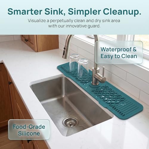 Longer Faucet Mat for Kitchen Sink Splash Guard, Kitchen Sink Mat, Kitchen Sink Splash Guard, Kitchen Sink Area Behind Faucet Mat 24*5.7inch Green - color: Green, size: 24" x 5.7"