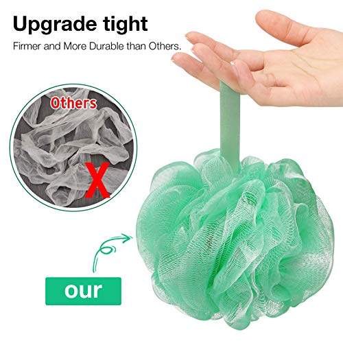 DadyMart Bath Shower Loofah Sponge 60g Bath Mesh Pouf Shower Ball Body Scrubber Exfoliating Bath Sponge for Women and Men, Set of 4, Black (Loofah-Medium, Army Green) - style: Army Green