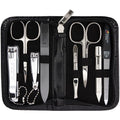 3 Swords Germany - brand quality 8 piece manicure pedicure grooming kit set synthetic leather case black - Made in Germany - color: BLACK
