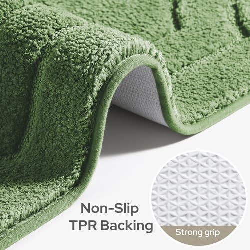 HOMEIDEAS Bathroom Rugs Sets 2 Piece, Extra Soft and Absorbent Microfiber Plush Bath Mat with Non Slip Backing(Sage Green) - color: Sage Green
