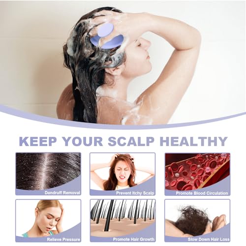 Meartchy Silicone Scalp Massager, Scalp Scrubber for Hair Growth with Soft Bristles, Scalp Exfoliator Brush Dandruff Removal Shampoo Brush for Wet Dry Scalp Care (Light Purple) - color: Light Purple