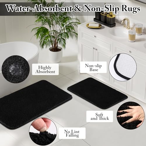 XLHOMO Bathroom Accessory Set - 24PCS Luxury Bathroom Accessories Set, Bathroom Sets with Shower Curtain and Rugs, Black Bathroom Set with Trash Can, Toothbrush Holder & Soap Dispenser for Home Decor - color: Black & Gold, size: Gradient Complete Set+Bath