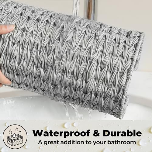 GRANNY SAYS Toilet Paper Storage with Lid, Toilet Paper Holder Stand with Storage, Woven Basket for 3 Mega Rolls, Decorative Tissue Holder for Bathroom, Gray - color: Gray, size: 6¾"D(For 3 Roll)