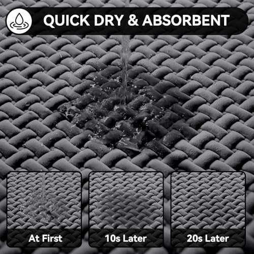 YDKGL Bathroom Runner Non Slip, Extra Soft Absorbent Quick Dry Bath Mats, Foam Weave Texture Thin Bath Rugs Washable with Rubber Backing, 24" x 70“ - color: Grey, size: 24"x 70"