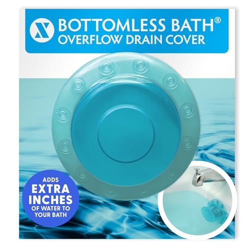 SlipX Solutions Bottomless Bath, Essential Overflow Drain Cover for Bathtub, Best Bath Accessories for Women, Adds Inches of Water to Your Tub for Deeper Soak, 4" Diameter, Aqua - color: Aqua