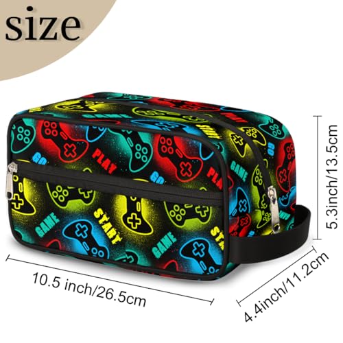 Kids Travel Toiletry Bag - Waterproof Hanging Cosmetic Hygiene Bags for Boys Men - Large Shave Kit for Toiletries Accessories Bathroom Stuff, Game Controller - color: Game Controller