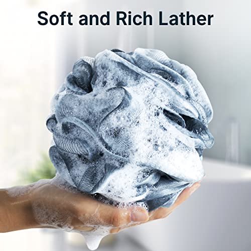 AmazerBath Loofah Sponge, Shower Loofah for Men and Women - Body Scrubber Loofa Set of 3 Indigo & White Edge, Bath Sponge 60g/PCS - style: Indigo & White Edge