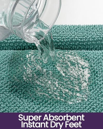 DEXI Memory Foam Bath Mat 32x20, Soft Absorbent Chenille Bathroom Rug, Non Slip Quick Dry Bath Mats for Bathroom, Thick Plush Floor Carpet for Tub Shower, Sink, Teal - color: Teal, size: 32" X 20" (Rectangular)