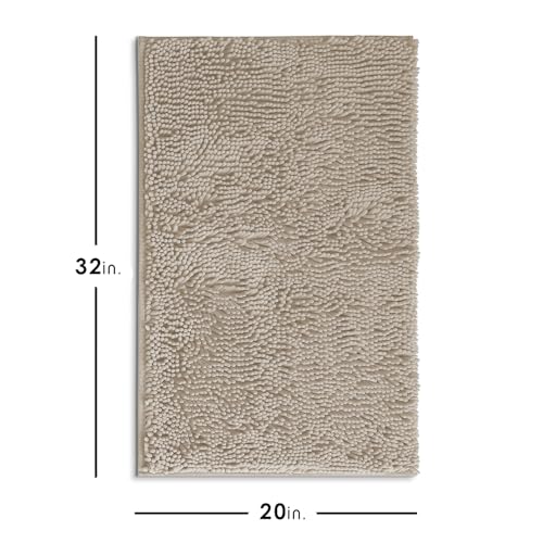 Hearth & Harbor Bathroom Rugs, Chenille Bath Mat - Machine Washable Bath Mats for Bathroom Non-Slip Backing Rubber, Quick Dry Bathroom Mat - color: Beige, style: 20 x 32