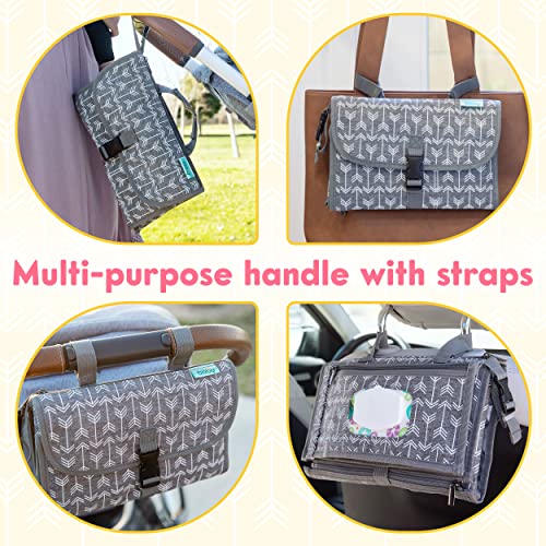 Kopi Baby Portable Diaper Changing Pad-Baby Diaper Changer Travel Bag with Wipes Pocket, Smart Design Portable Changing Mat, Infant Travel Station Kit, Gift for Newborn Girl & Boy-Grey Arrows, Classic - color: Grey Arrows, size: Classic
