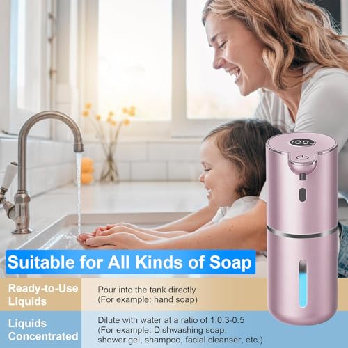 OHIFAST Automatic Liquid Soap Dispenser Touchless, USB Rechargeable Smart Hand Soap Dispenser, 6-Level Adjustable, 12.8oz/380mL Wall Mounted for Bathroom Kitchen Accessories Dish Soap-Rose Gold - color: Rose Gold, style: Liquid