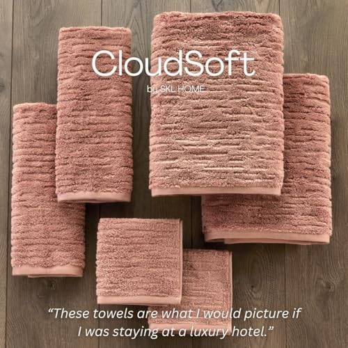 SKL Home CloudSoft Cotton Luxury 4-Piece Washcloth Set, Clay - color: Clay, style: Wash Cloths (Set of 4)