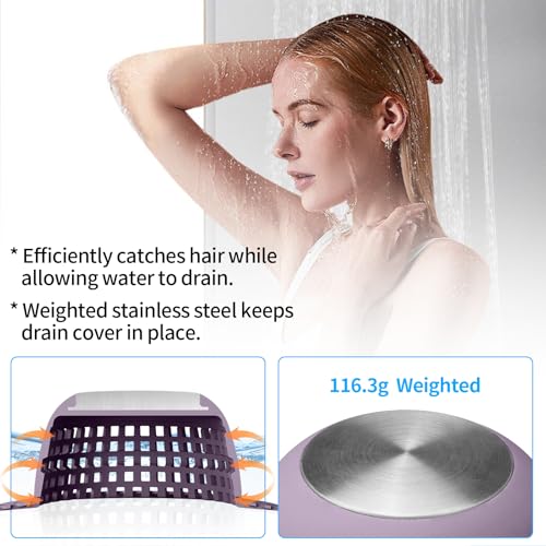 Aluvor Shower Drain Hair Catcher Bathtub Drain Cover Sink Drain Protector | Bathroom Sink & Bathtub Drain Strainer for Pop-Up & Regular Drains, Silver Purple - color: Silver Purple