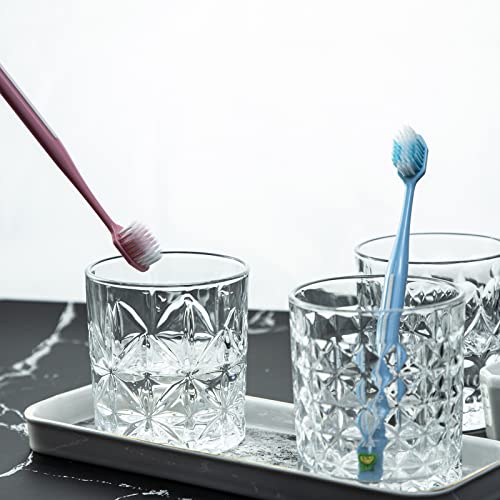 Gaolinci 2 Pcs Diamond Embossed Clear Glass Mouthwash Cup Cups, Bathroom Brushing Cup, 8 Oz - color: Clear (snowflake)