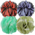 DadyMart Bath Shower Loofah Sponge 60g Bath Mesh Pouf Shower Ball Body Scrubber Exfoliating Bath Sponge for Women and Men, Set of 4 - style: Flowers Red
