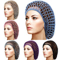 Geyoga 6 Pieces Hair Net Snoods for Women Sleeping Mesh Soft Rayon Knit Crochet Hairnet Long Short Curls Hair Cover Accessory (Black, Blue, Pink, Purple, Gray, Khaki) - color: Black, Blue, Pink, Purple, Gray, Khaki