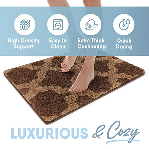MICRODRY Home Inspirations Collection Soft & Cozy Bath Mats for Bathroom, Memory Foam Bathroom Rugs with Skid Resistant Base, Ultra Absorbent Microfiber Bath Mat, 17x24, Small, Brown - color: Brown