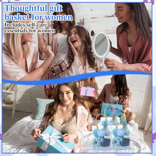 6 Set Spa Gifts Bulk for Women, Sleepover Party Favors Supplies for Bridesmaid Bridal Shower Wedding Guests Baby Shower Birthday Gift with Towels Socks Hair Tie Clip Eye Masks(Blue) - color: Blue